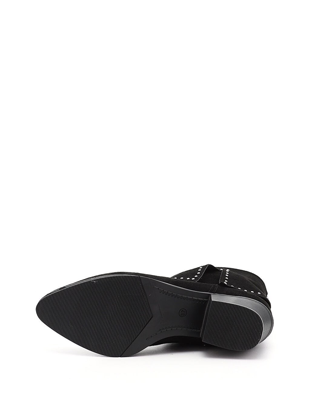 Siyah Kadın KOYU SİYAH Sivri Burun Kalın Topuklu Kovboy Çizme-3