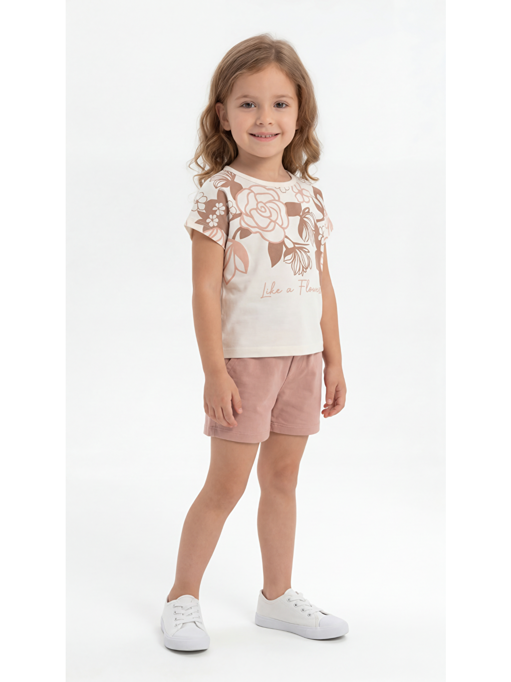 Pembe Çiçek Kabartma Baskılı Penye Kız Çocuk Alt Üst Takım-2