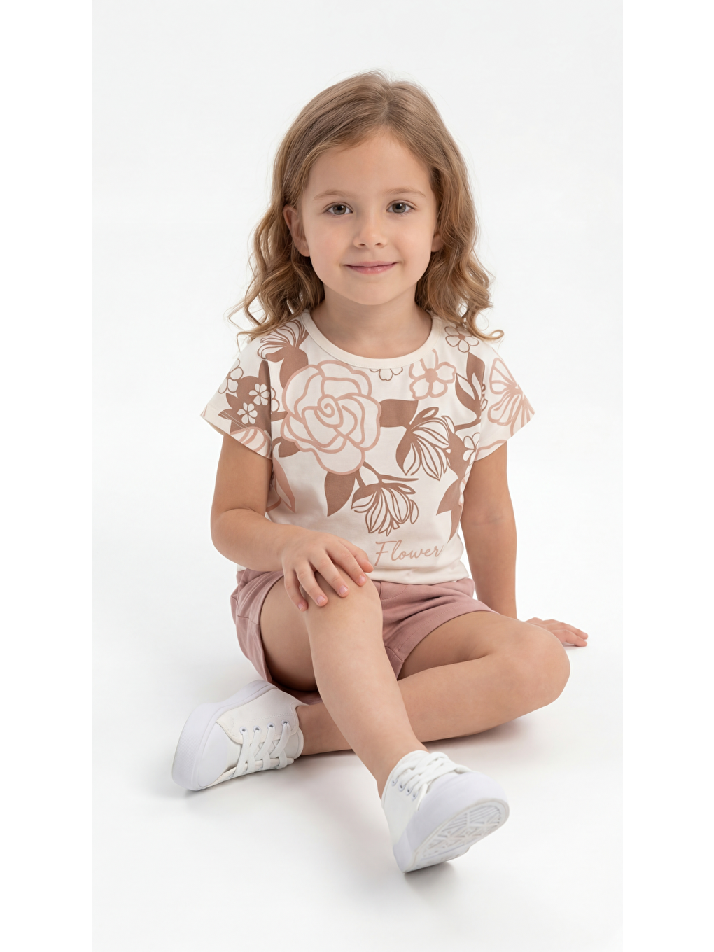 Pembe Çiçek Kabartma Baskılı Penye Kız Çocuk Alt Üst Takım-3