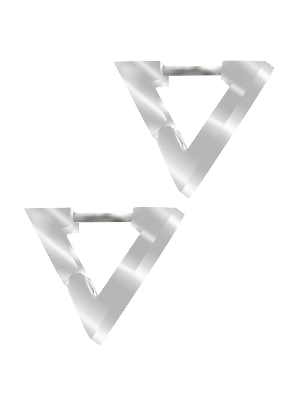 Gri Erkek Gümüş Renk Üçgen Model Çelik Küpe