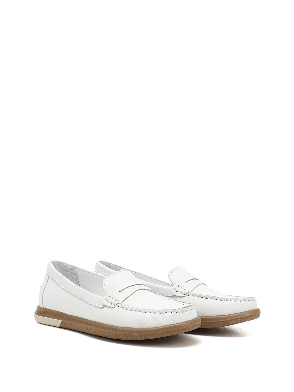 Beyaz Kadın BEYAZ-AÇIK GRİ Rok Hakiki Deri Comfort Loafer-1