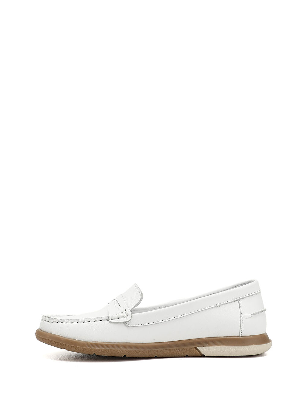 Beyaz Kadın BEYAZ-AÇIK GRİ Rok Hakiki Deri Comfort Loafer-2