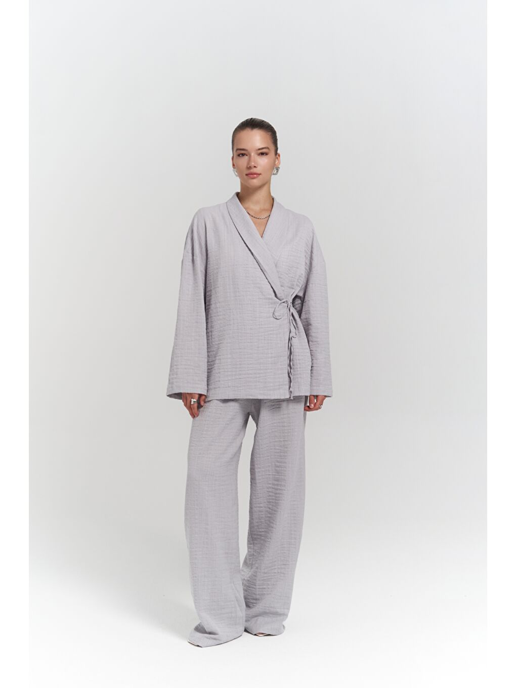 Bohemai Anya Gri Kimono Pantolon Takım