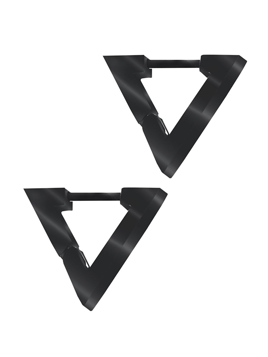 Siyah Erkek Gümüş Renk Üçgen Model Çelik Küpe