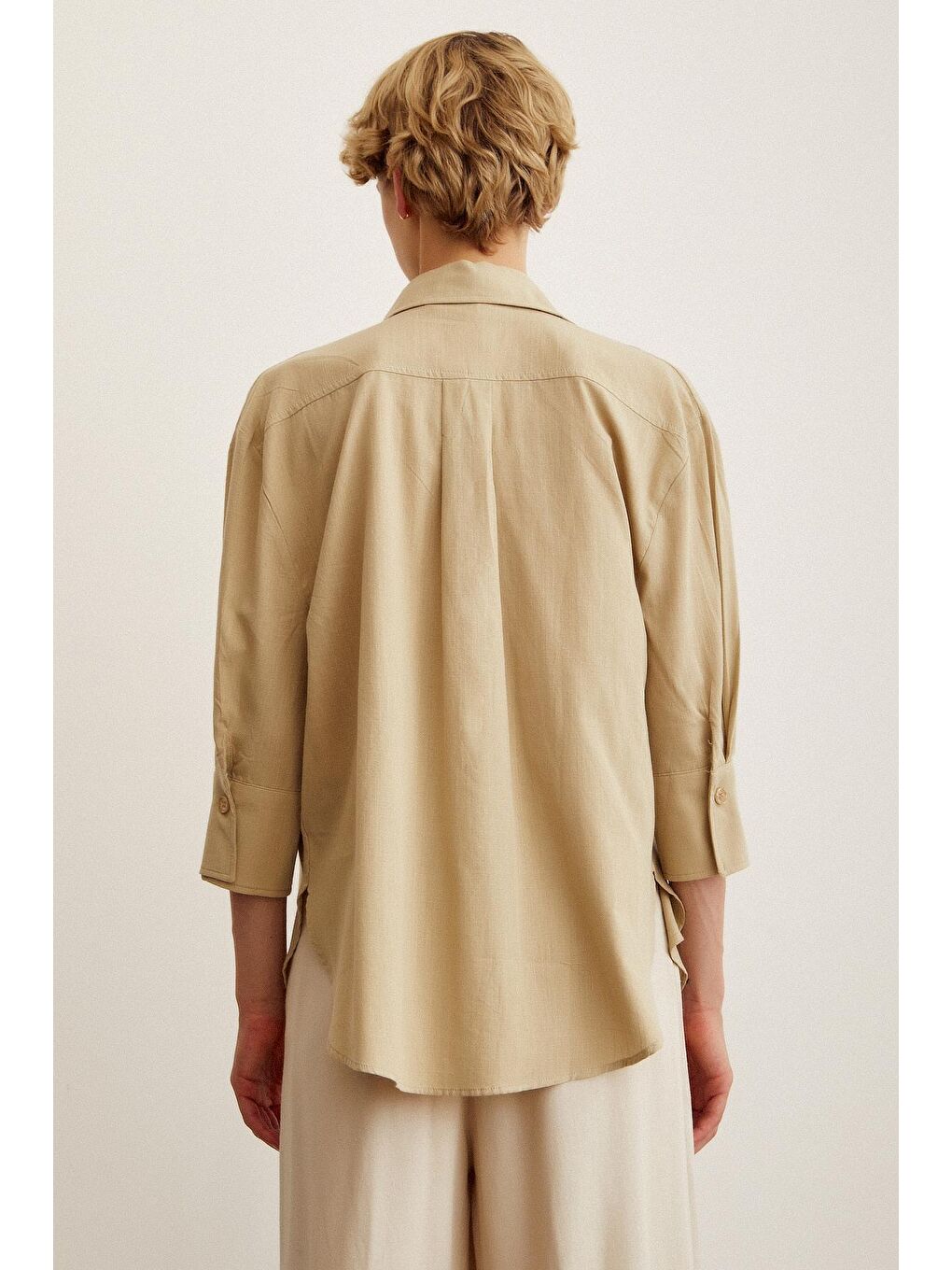 Bej Fakir Kol Keten Gömlek-3