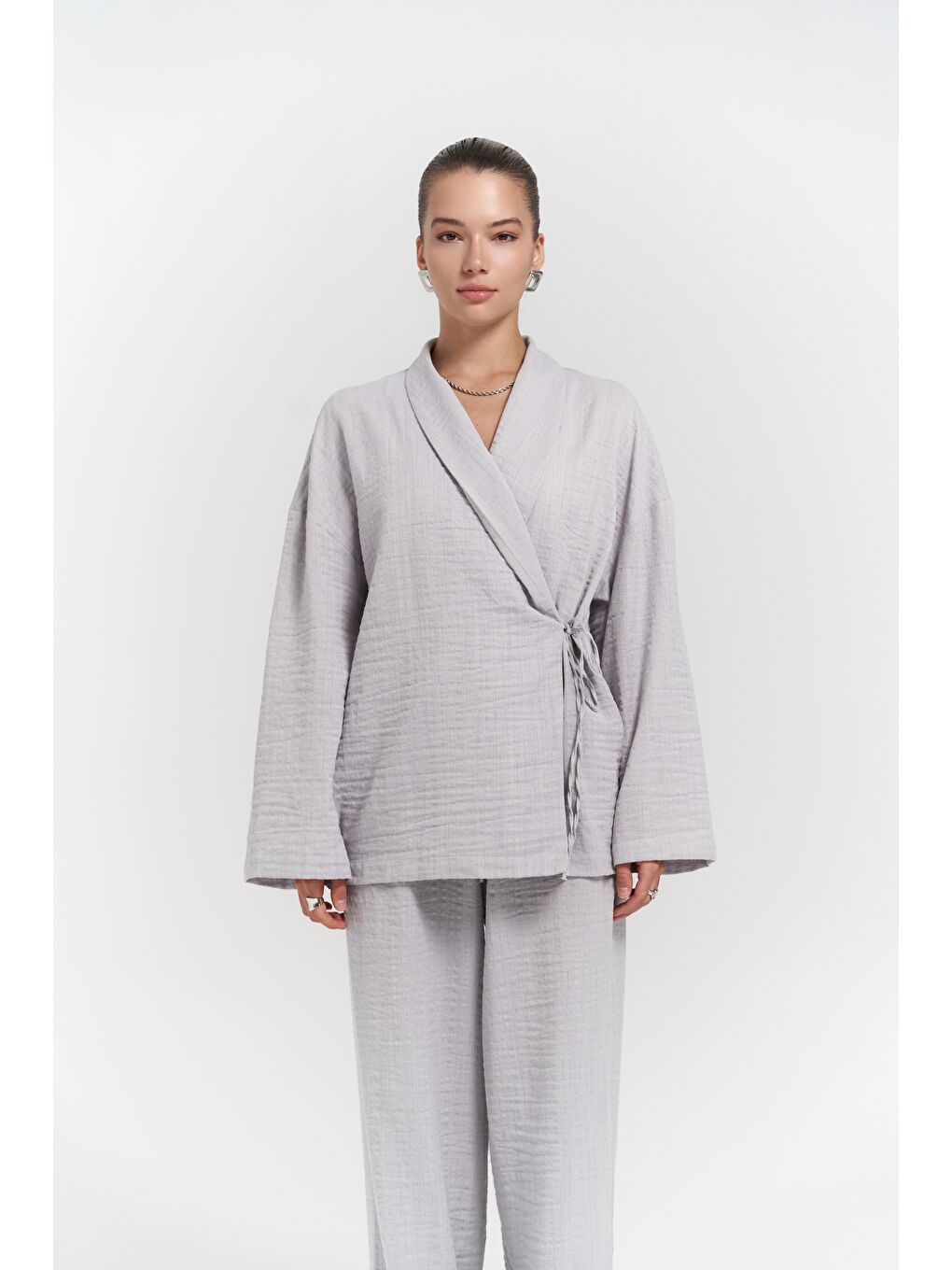 Bohemai Anya Gri Kimono Pantolon Takım - 2