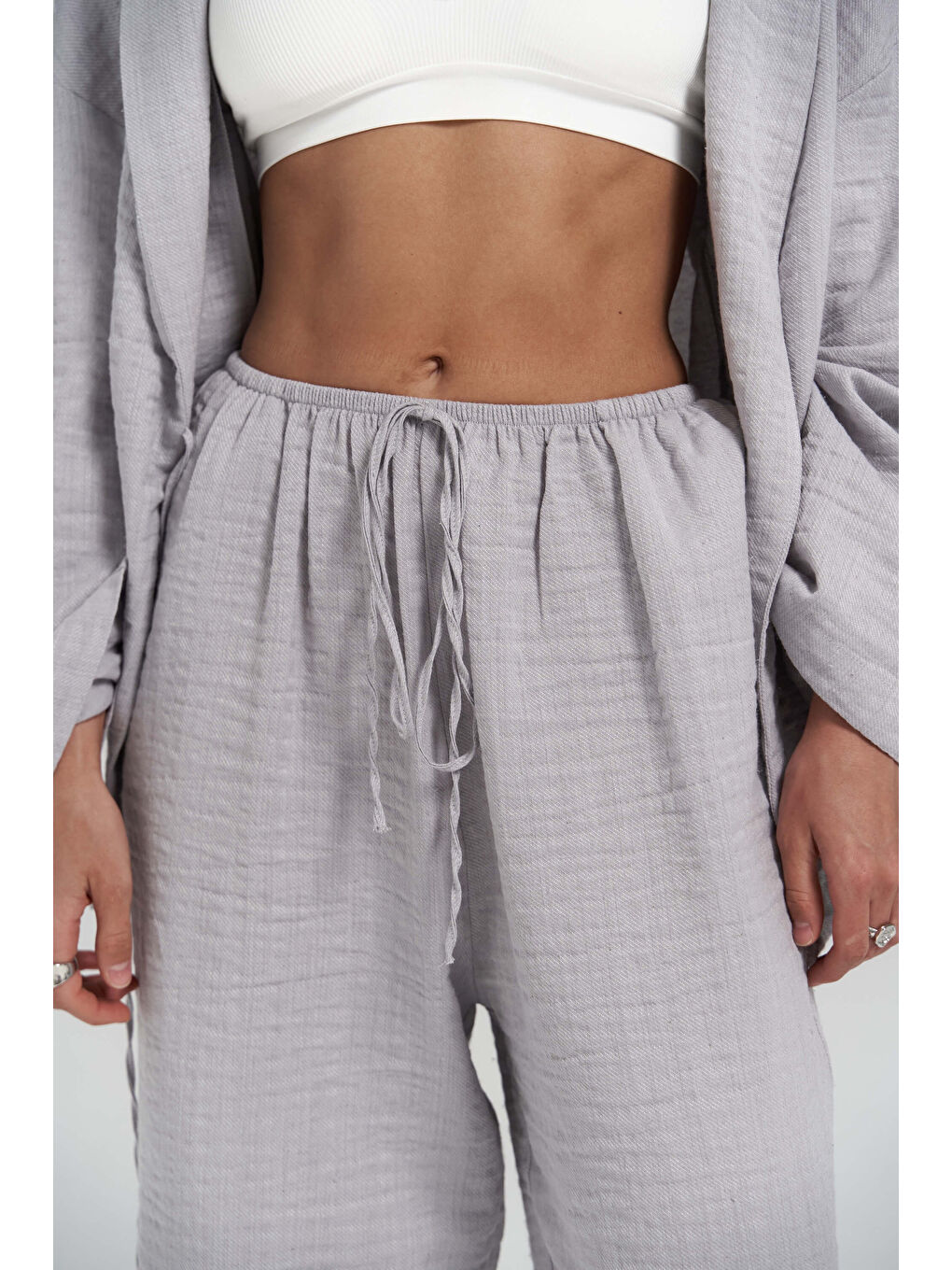 Bohemai Anya Gri Kimono Pantolon Takım - 5
