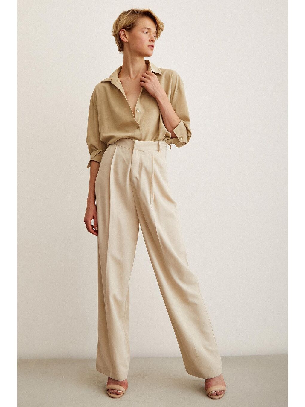 Bej Fakir Kol Keten Gömlek-4