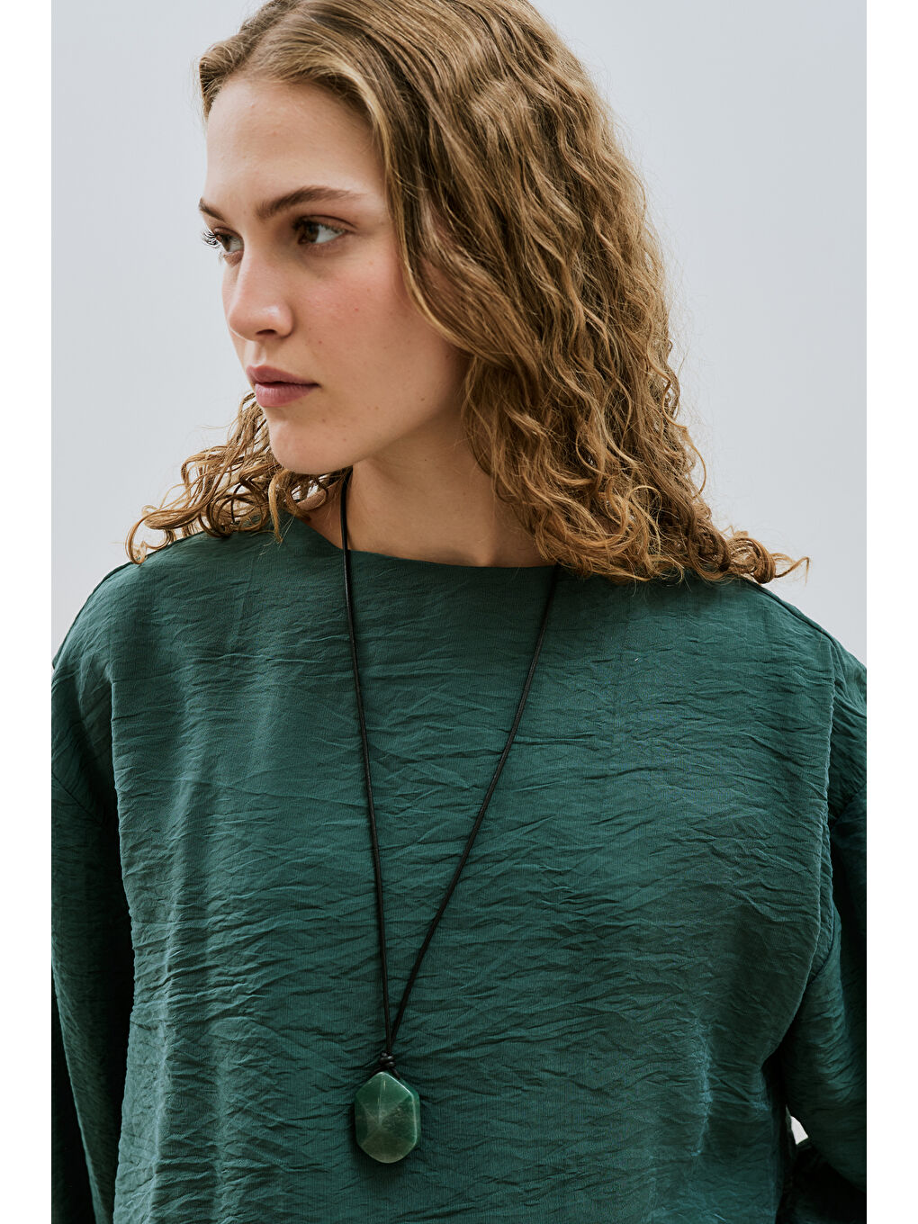 Geniş Kol Dökümlü Bluz Yeşil-2