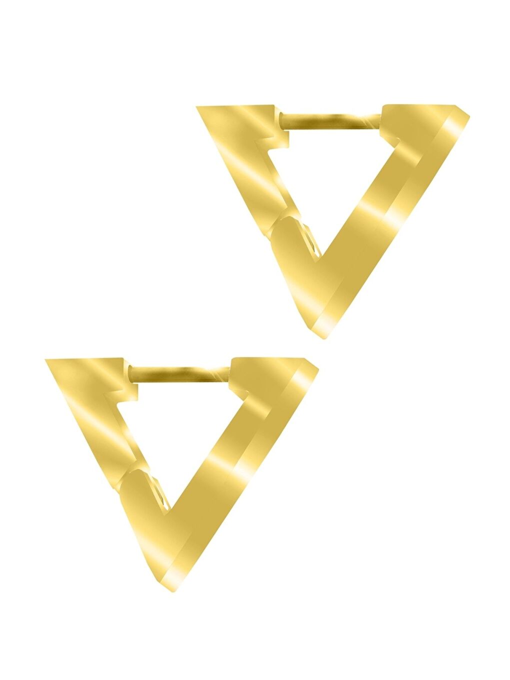 Sarı Erkek Gümüş Renk Üçgen Model Çelik Küpe