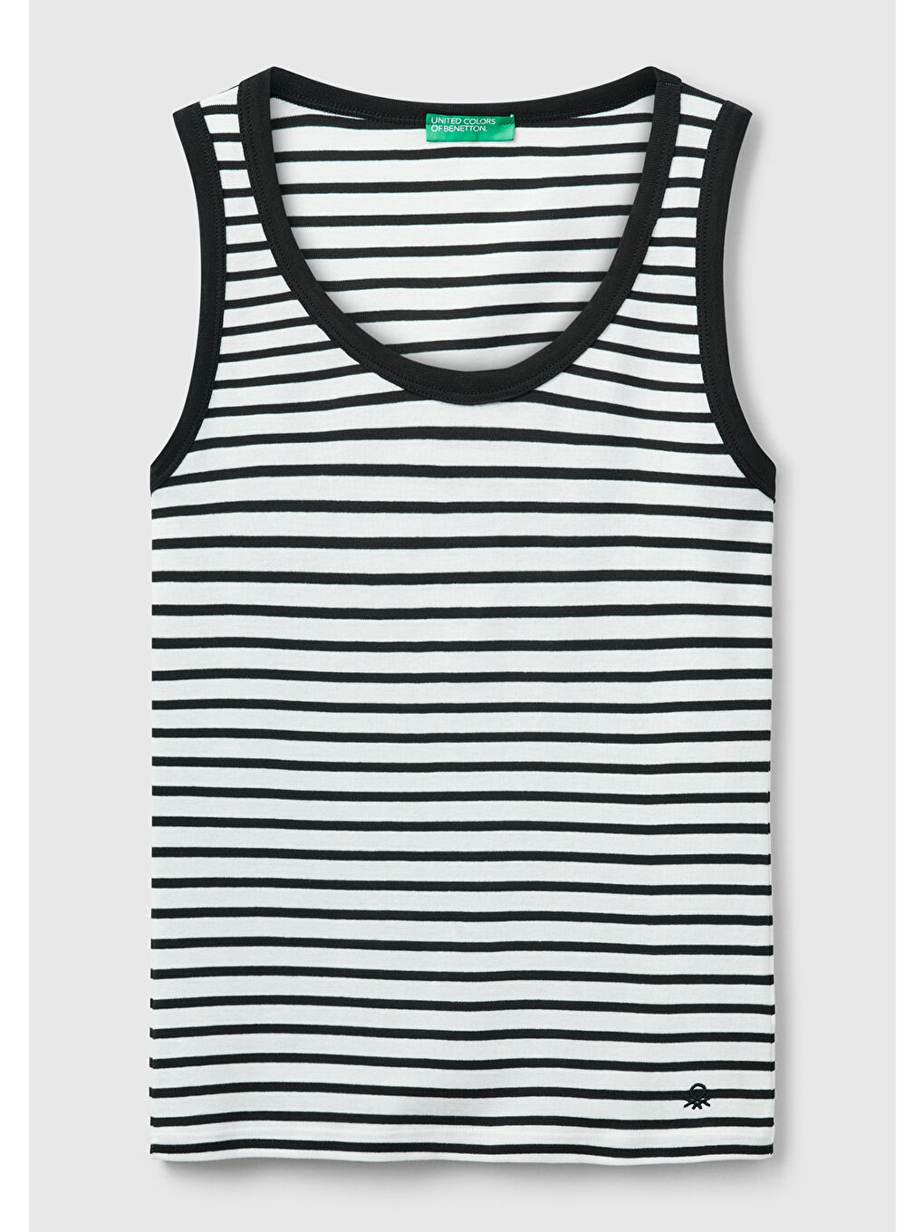 Kadın Beyaz %100 Pamuk Çizgili Logo İşleme Detaylı Regular Fit Atlet-1