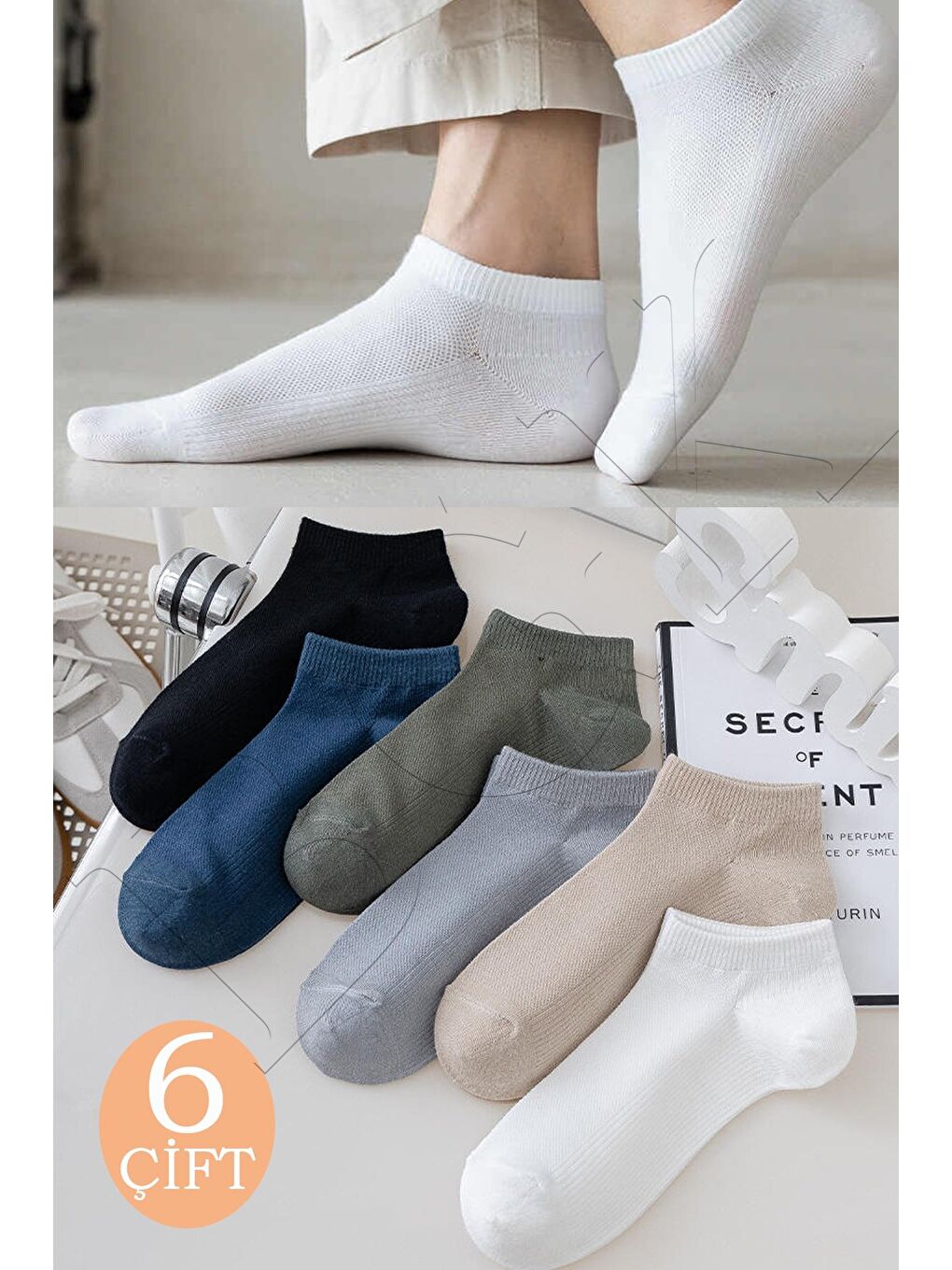Karışık Unisex 6 Çift Kısa Yazlık Çorap