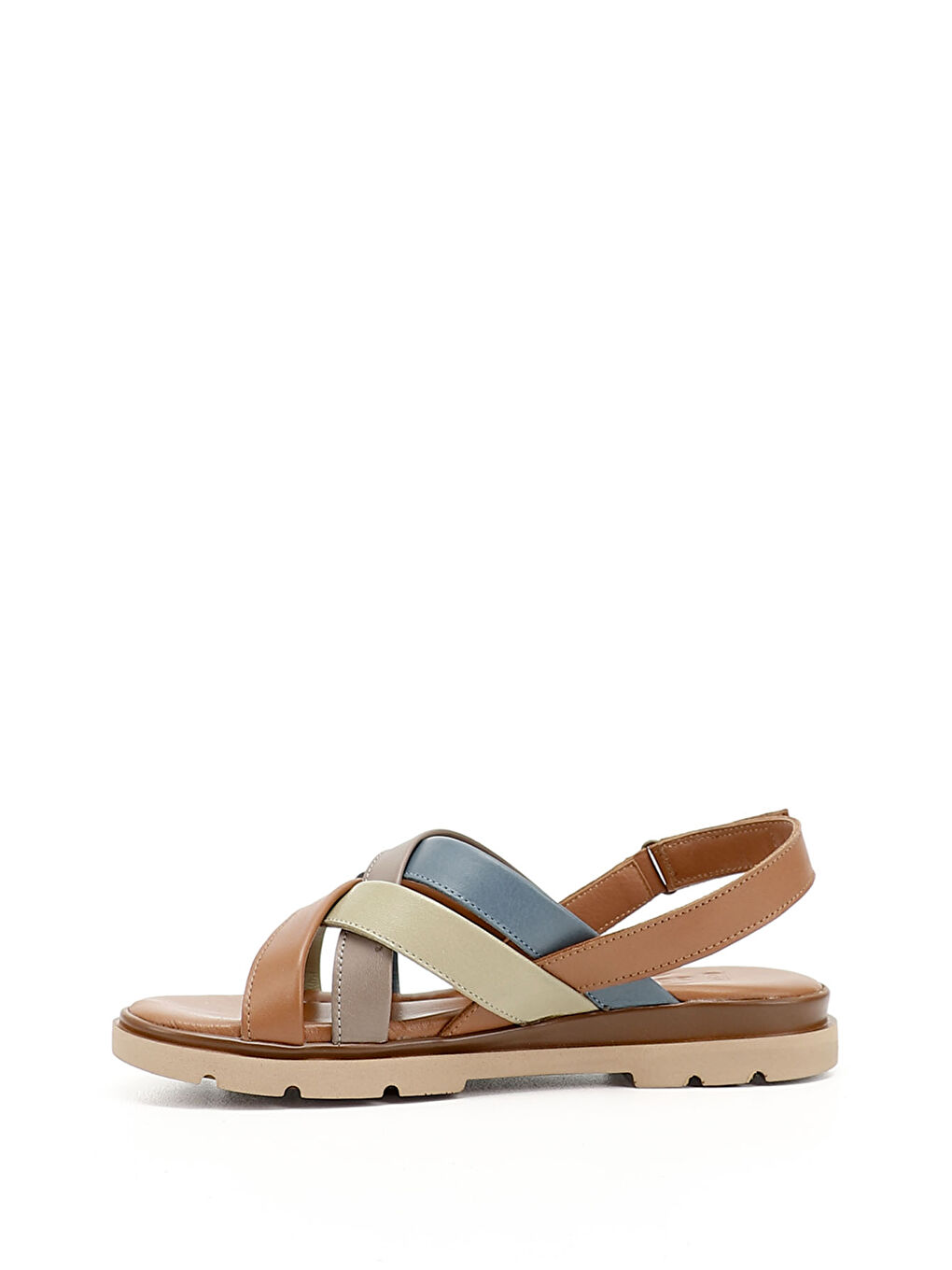 Kahverengi Kadın TABA Çapraz Bantlı Hakiki Deri Sandalet-2