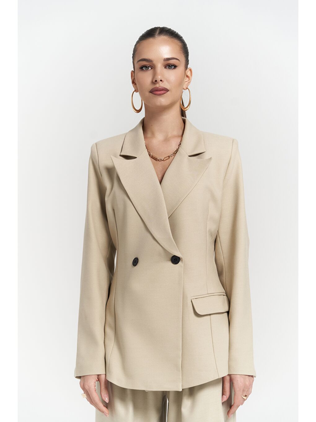 Mai Collection Yeşil Halvyn Dar Kesim Blazer Olive Green Takım - 1