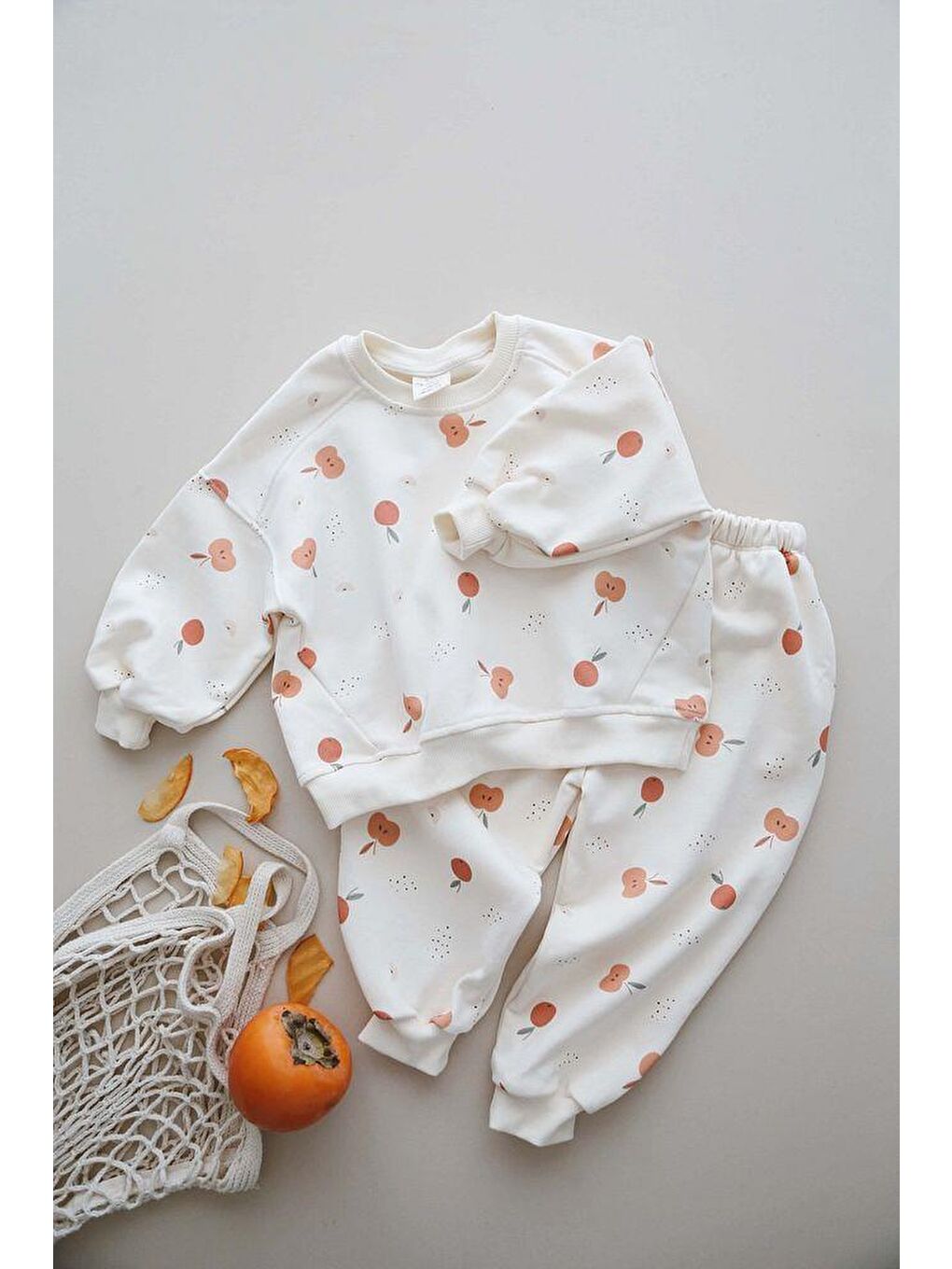 Turuncu Elma Baskılı Eşofman Takımı-6