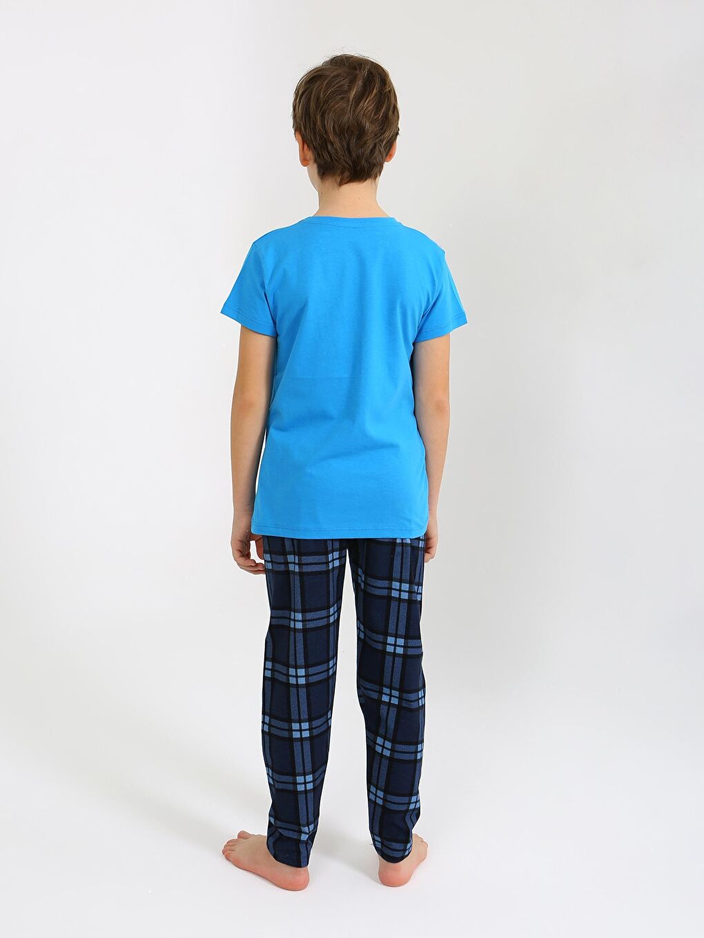 Turkuaz Erkek Çocuk Kısa Kollu %100 Pamuklu Pijama Takımı League-4