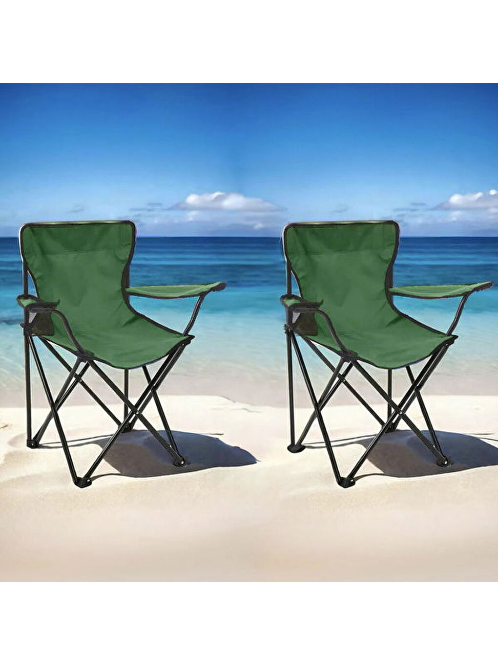 2'li Piknik ve Kamp Sandalyesi - Yeşil