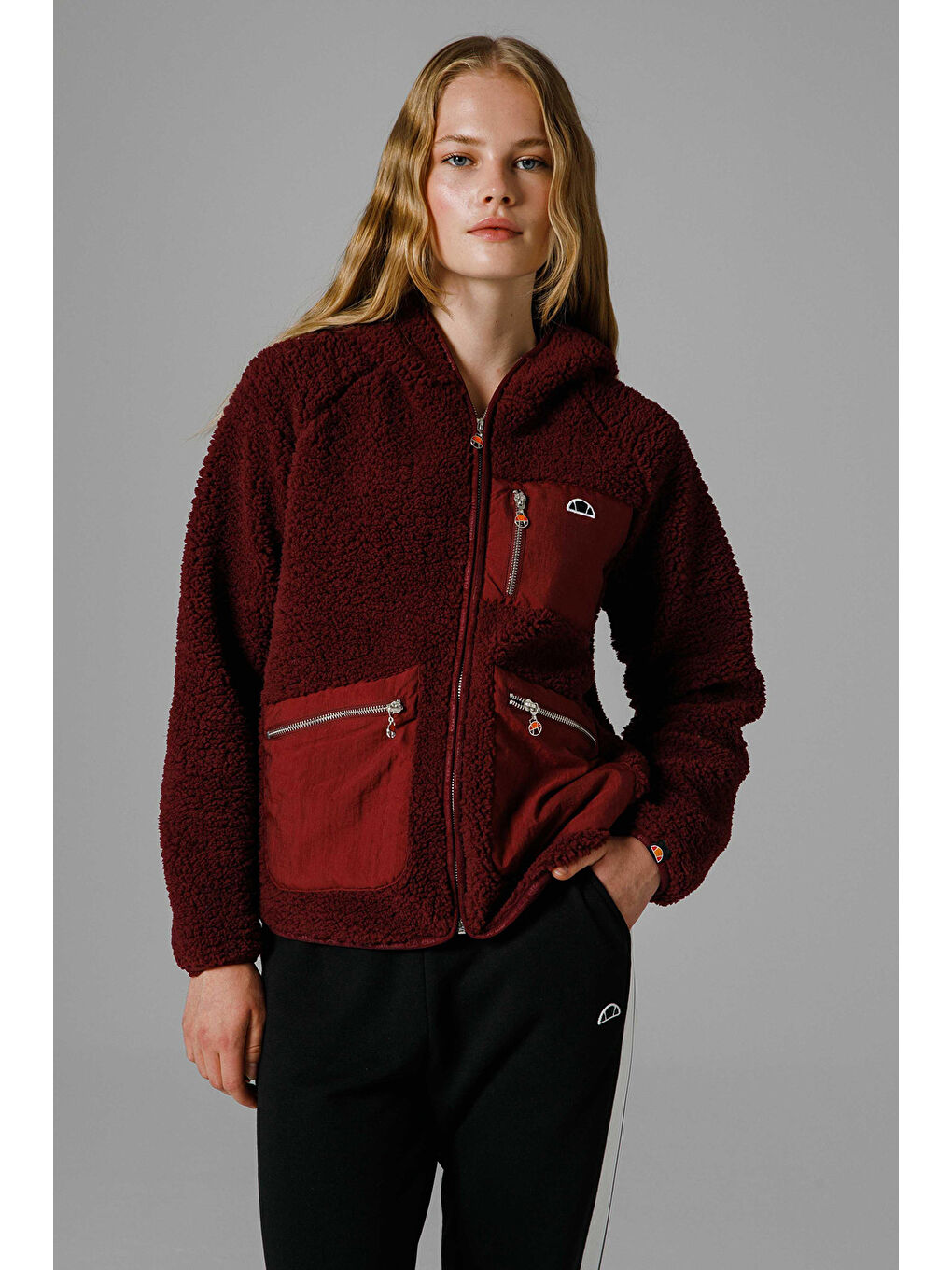 Bordo Regular Fit Kapüşonlu Yumuşak Dokulu Kadın Ceket EF169-BRD-2
