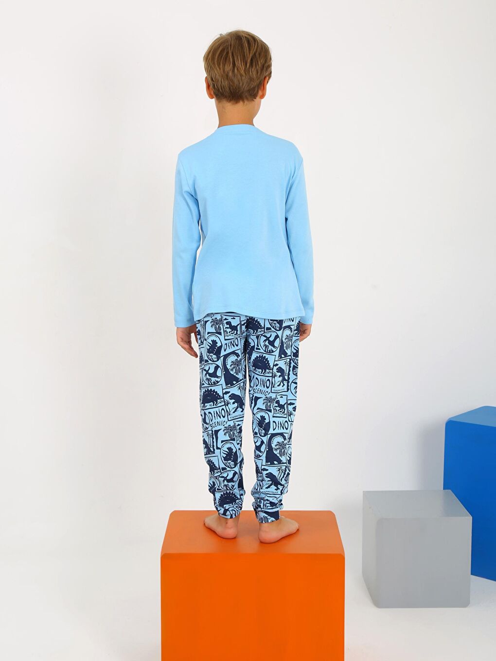 Mavi Erkek Çocuk Uzun Kollu %100 Pamuklu Pijama Takımı Brave-3