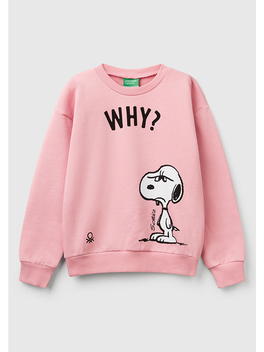 Kız Çocuk Pembe Peanuts Baskılı Logo Etiketli Bisiklet Yaka Sweatshirt