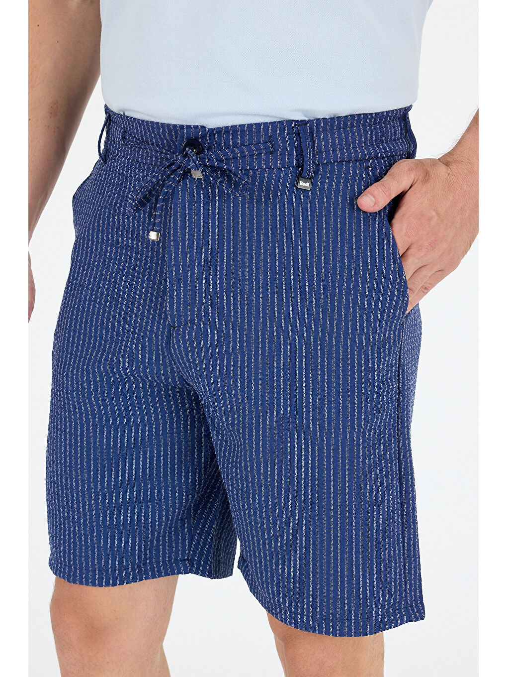 Mavi Erkek Çizgili Cepli Yazlık Şort - Rahat Kalıp Spor ve Günlük Kullanıma Uygun Şort 2314-2