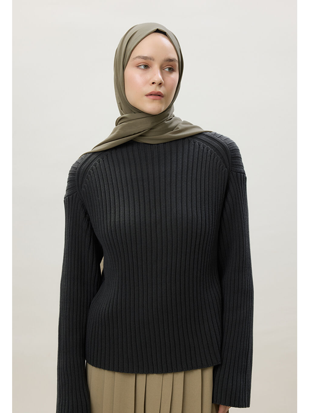 Yeşil İnce Pamuk Vual Şal Biberiye