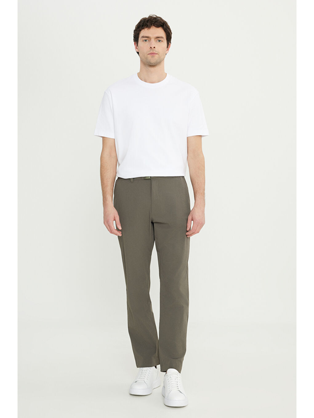 Erkek Haki Relax Fit Rahat Kesim Beli Lastikli Cepli Esnek Takım Elbise Pantolonu-1