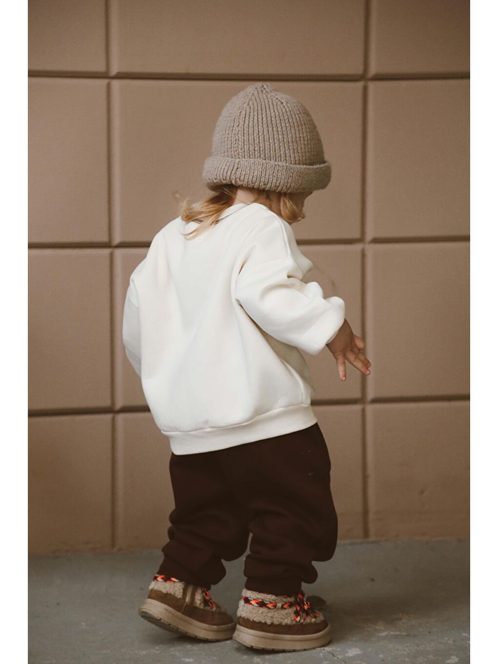 Kahverengi Karyoka Dikiş Polarlı Eşofman Takım-4