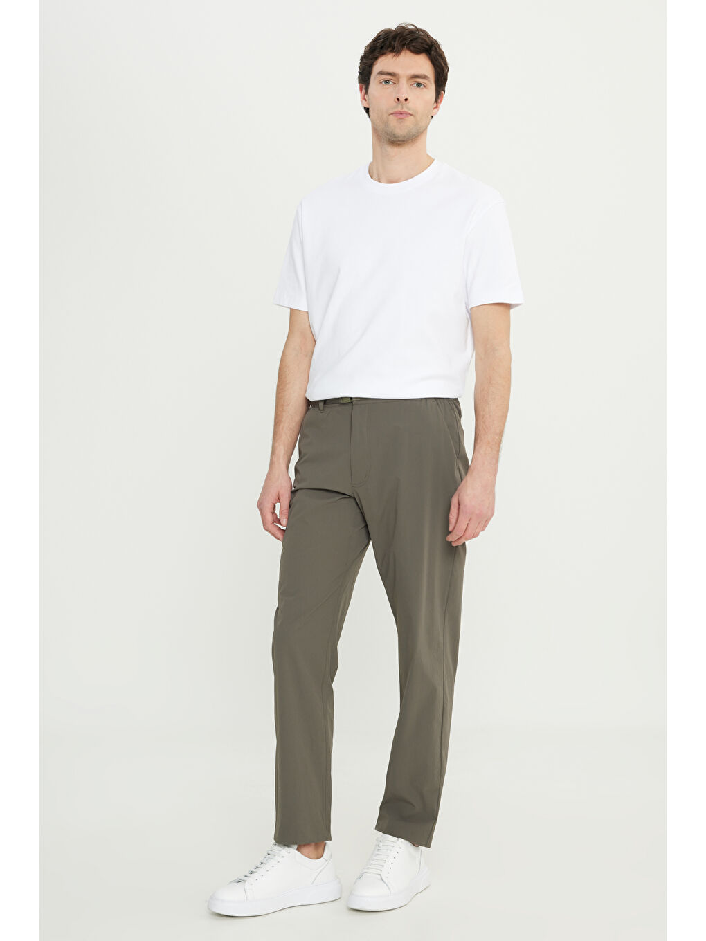 Erkek Haki Relax Fit Rahat Kesim Beli Lastikli Cepli Esnek Takım Elbise Pantolonu-2