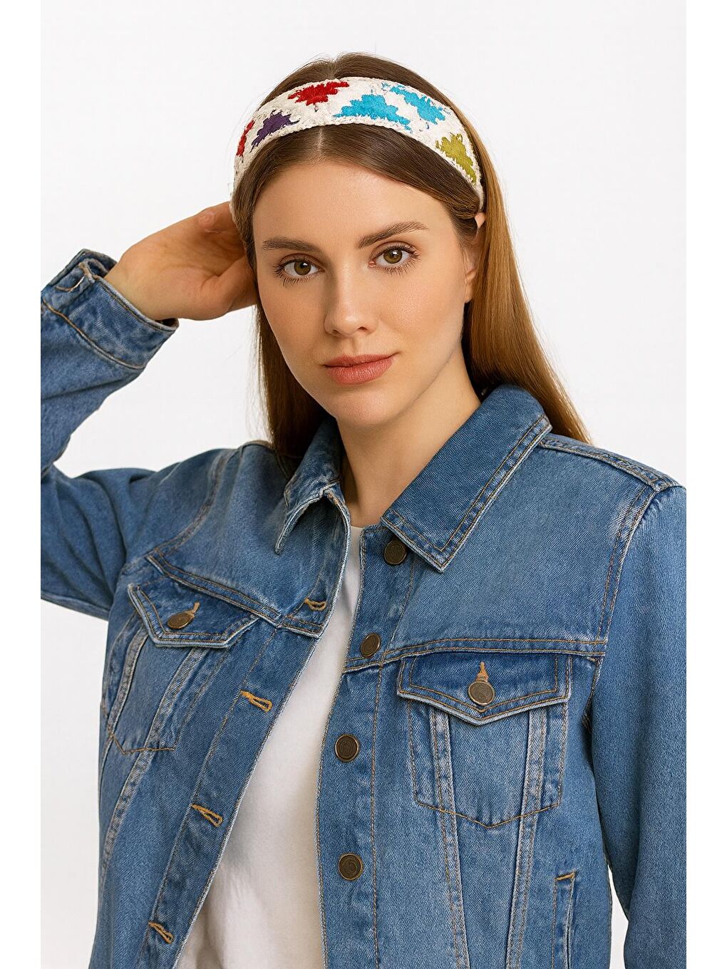 Mavi Tığ Örgülü Soft Saç Bandı