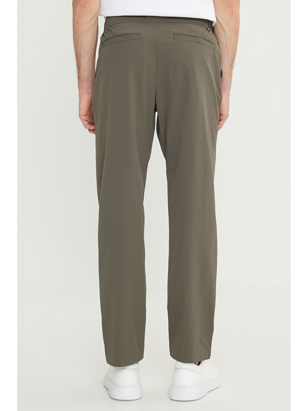 Erkek Haki Relax Fit Rahat Kesim Beli Lastikli Cepli Esnek Takım Elbise Pantolonu-5