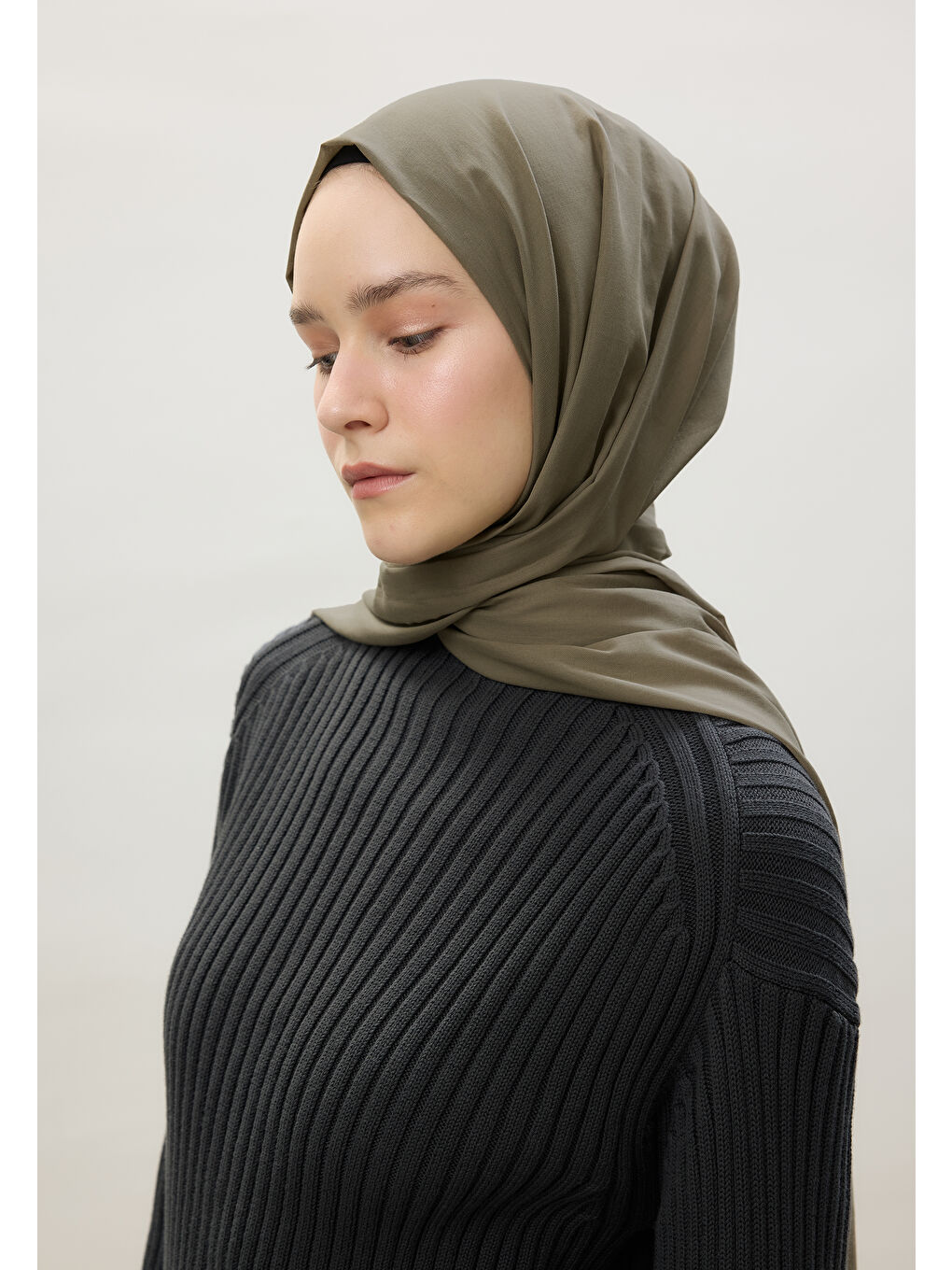 Yeşil İnce Pamuk Vual Şal Biberiye-2