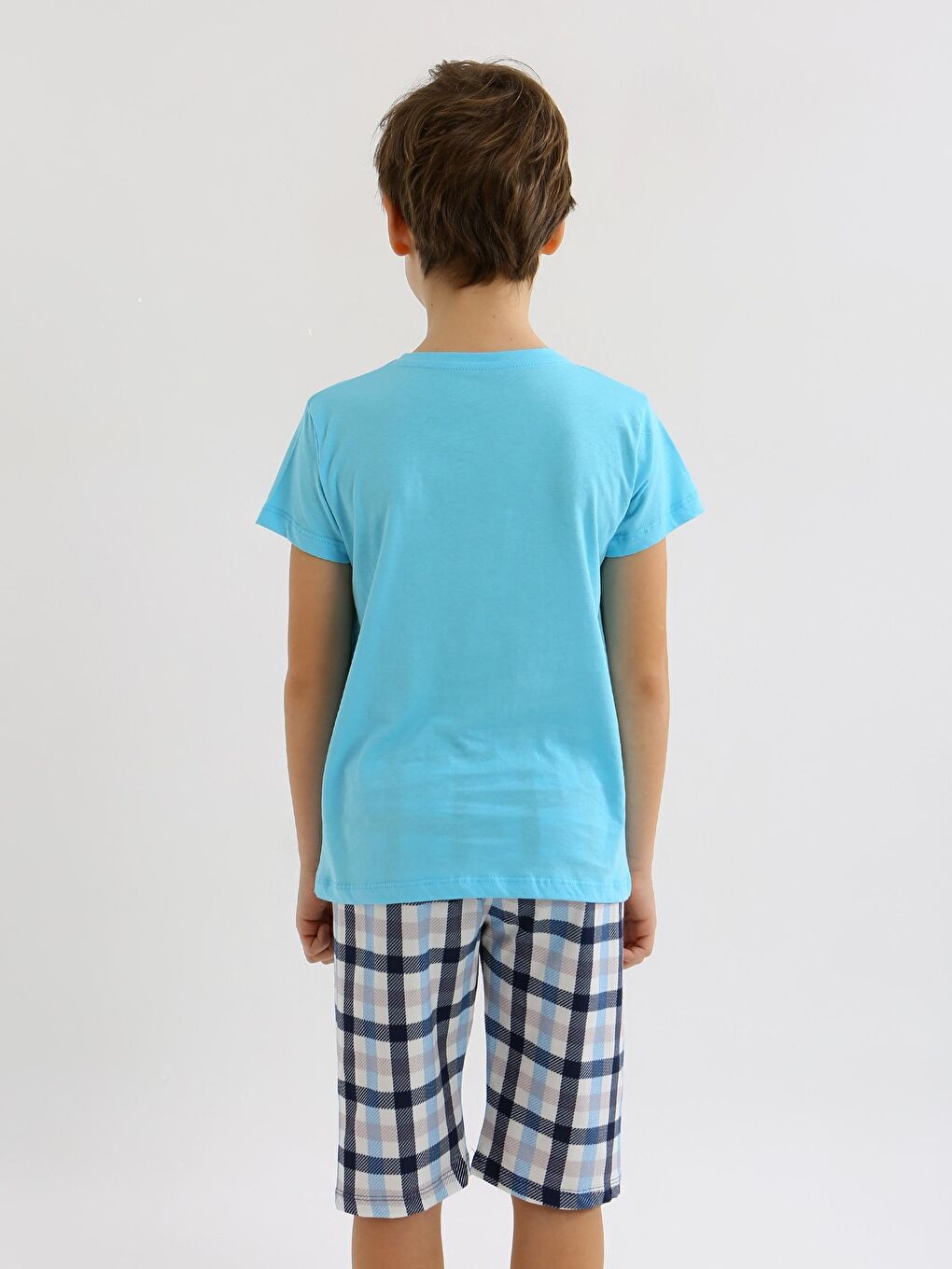 Turkuaz Erkek Çocuk Kısa Kollu Kapri %100 Pamuklu Pijama Takımı Hello Weekend-3