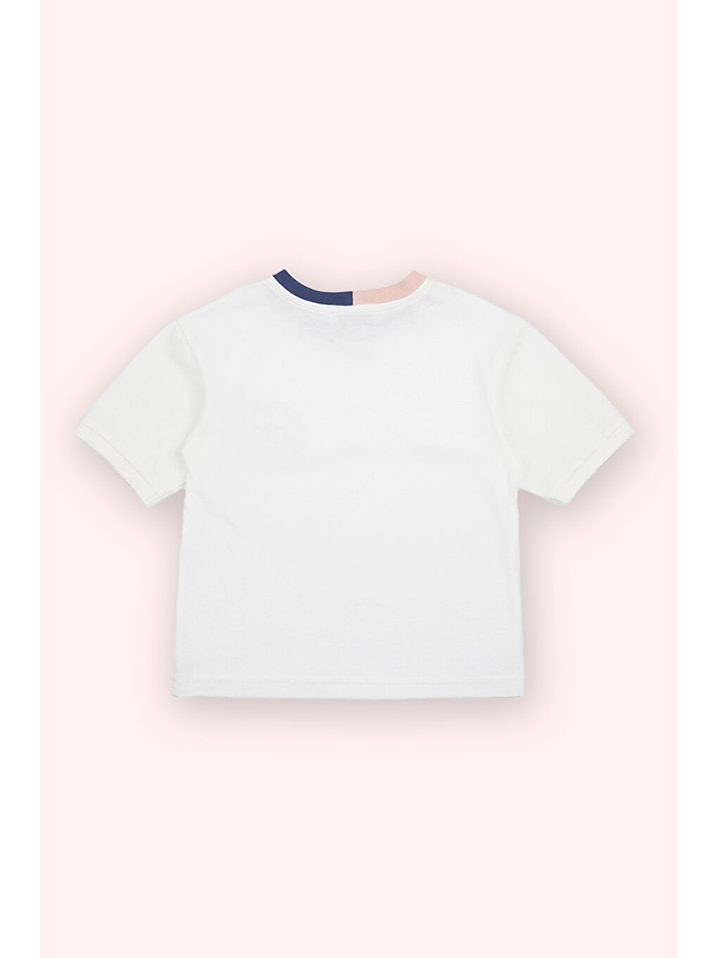 Beyaz Erkek Çocuk Kısa Kollu T-Shirt Pembe-1
