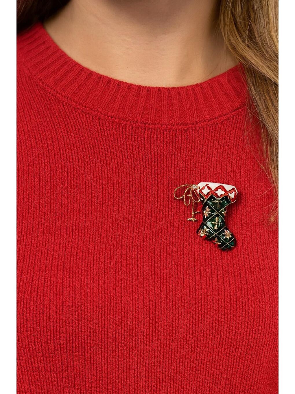 Sarı Yılbaşı Parlak Hediye Çorabı Broş Yaka İğnesi