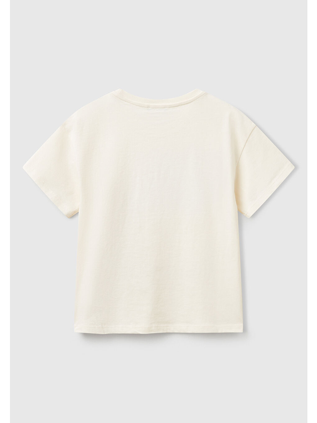 Kız Çocuk Ekru Önü Payet İşlemeli Baskılı Tişört-1