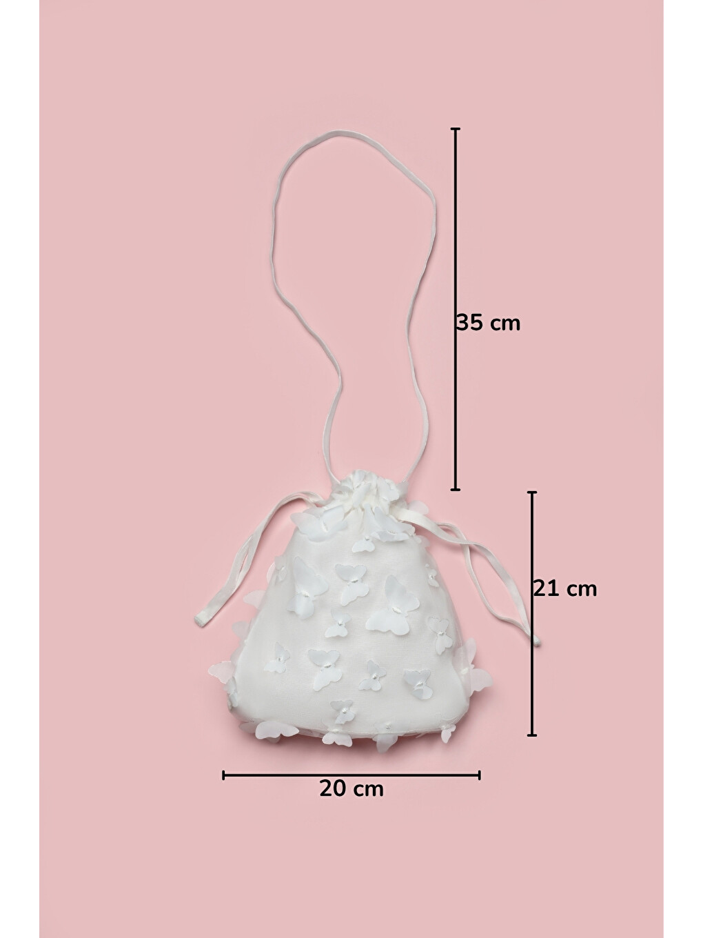 Beyaz Kelebek Aplikeli Kız Çocuk Çanta-2