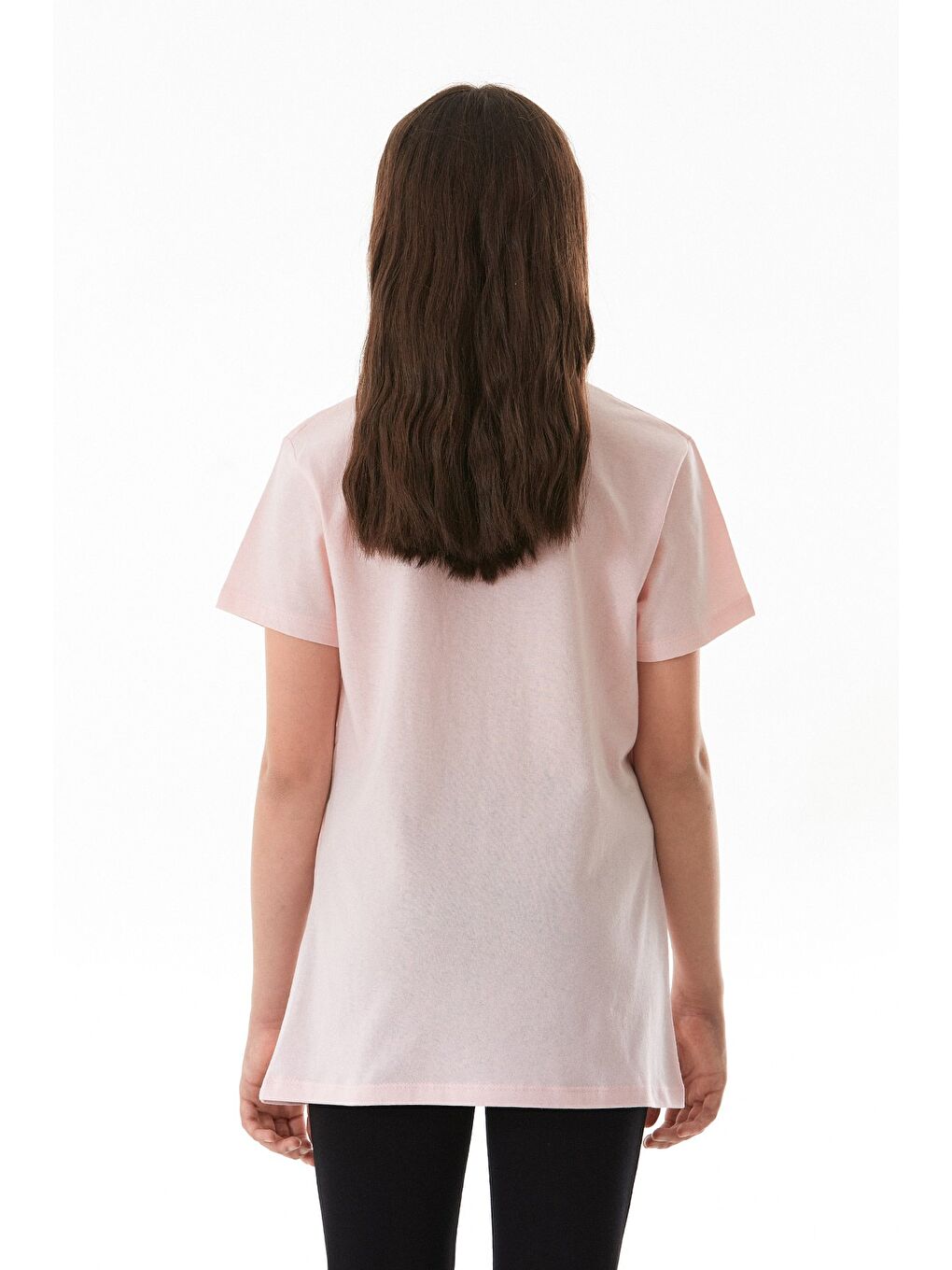 Pembe %100 Pamuk Gülen Yüz Ve Slogan Baskılı Kız Çocuk Tişört-3