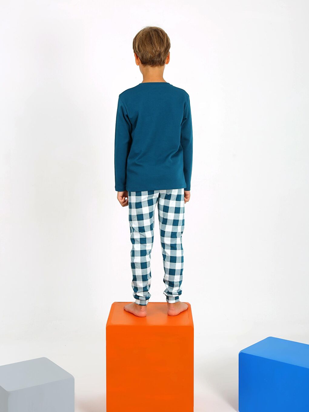 Petrol Erkek Çocuk Uzun Kollu %100 Pamuklu Pijama Takımı Star Skate-1