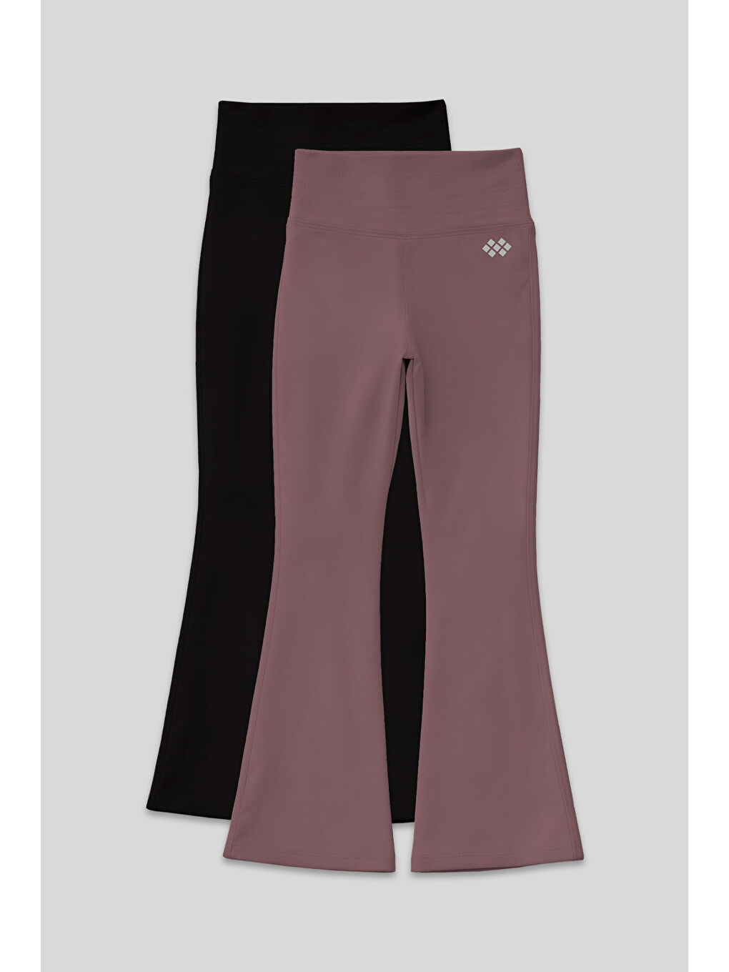 Esnek Performans İspanyol Paça 2li Paket Siyah-Gül Kurusu Kız Çocuk Tayt - 75193