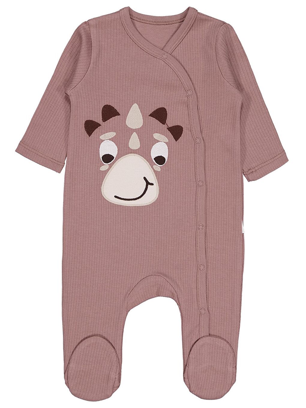 Kahverengi Baby Dinozor Nakışlı 1-9 Ay Tulum - Kahve 9-12 Ay