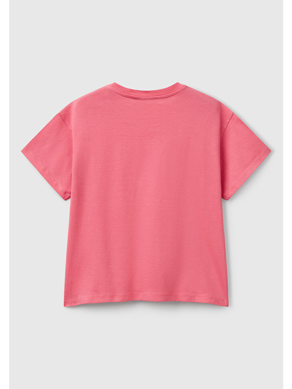 Kız Çocuk Fuşya Önü Payet İşlemeli Baskılı Tişört-1