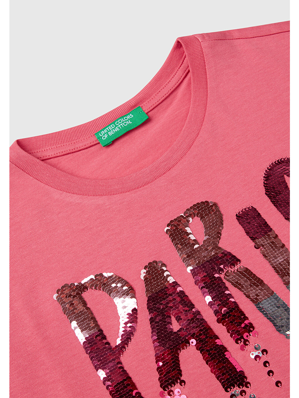 Kız Çocuk Fuşya Önü Payet İşlemeli Baskılı Tişört-2