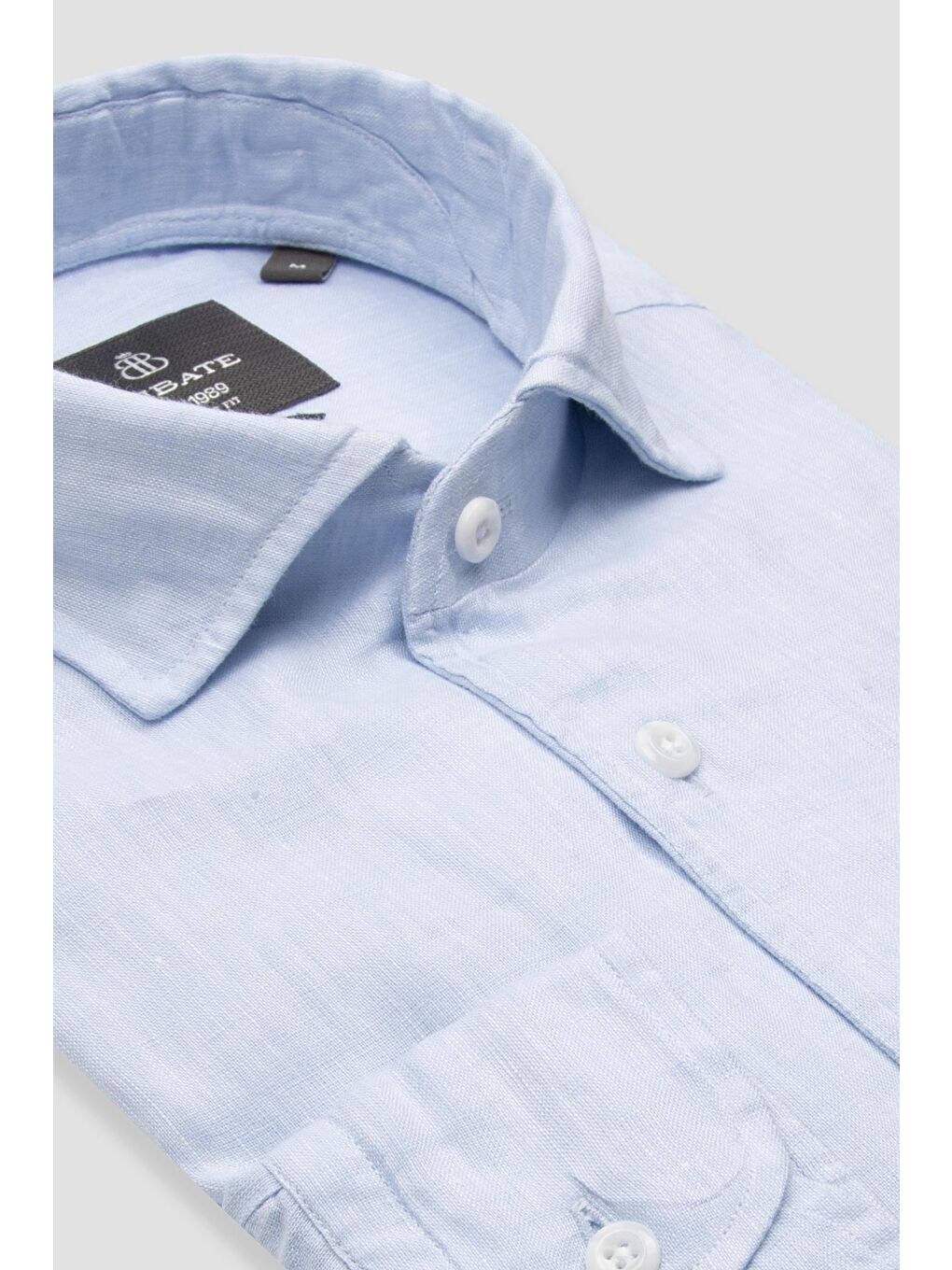 Bella Keten Comfort Fit Açık Mavi Mostra Yaka Erkek Düz Gömlek-1