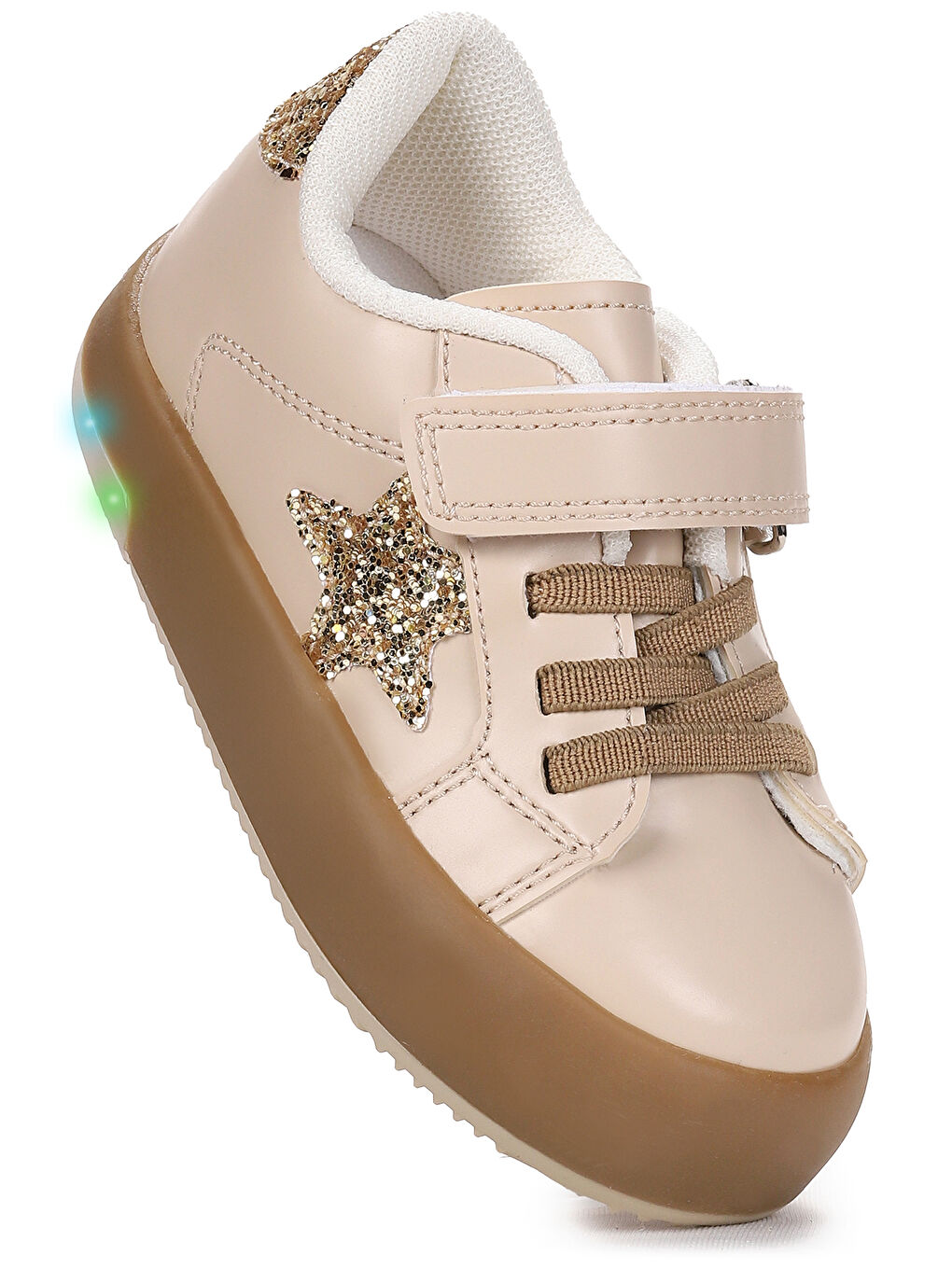 Bej Rena Günlük Cırtlı Işıklı Kız Bebek Spor Ayakkabı