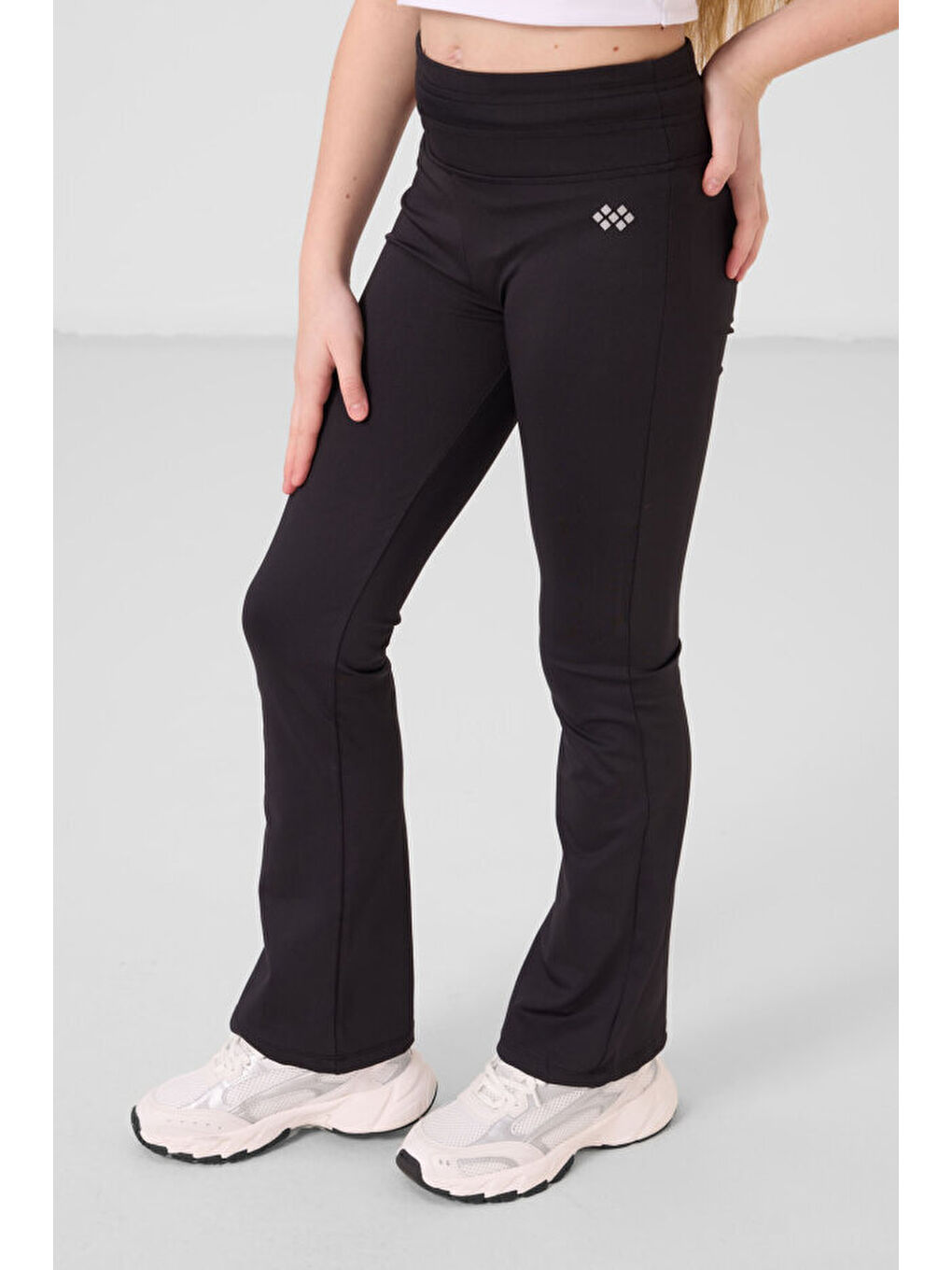 Esnek Performans İspanyol Paça 2li Paket Siyah-Gül Kurusu Kız Çocuk Tayt - 75193-4