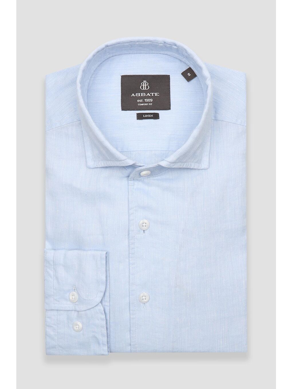 Bella Keten Comfort Fit Açık Mavi Mostra Yaka Erkek Düz Gömlek-4