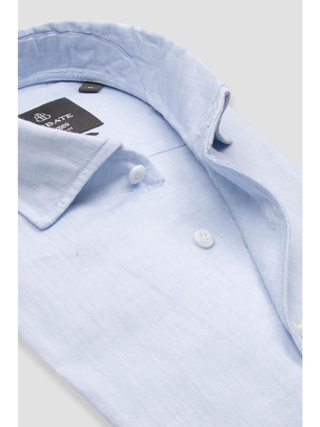 Bella Keten Comfort Fit Açık Mavi Mostra Yaka Erkek Düz Gömlek-5