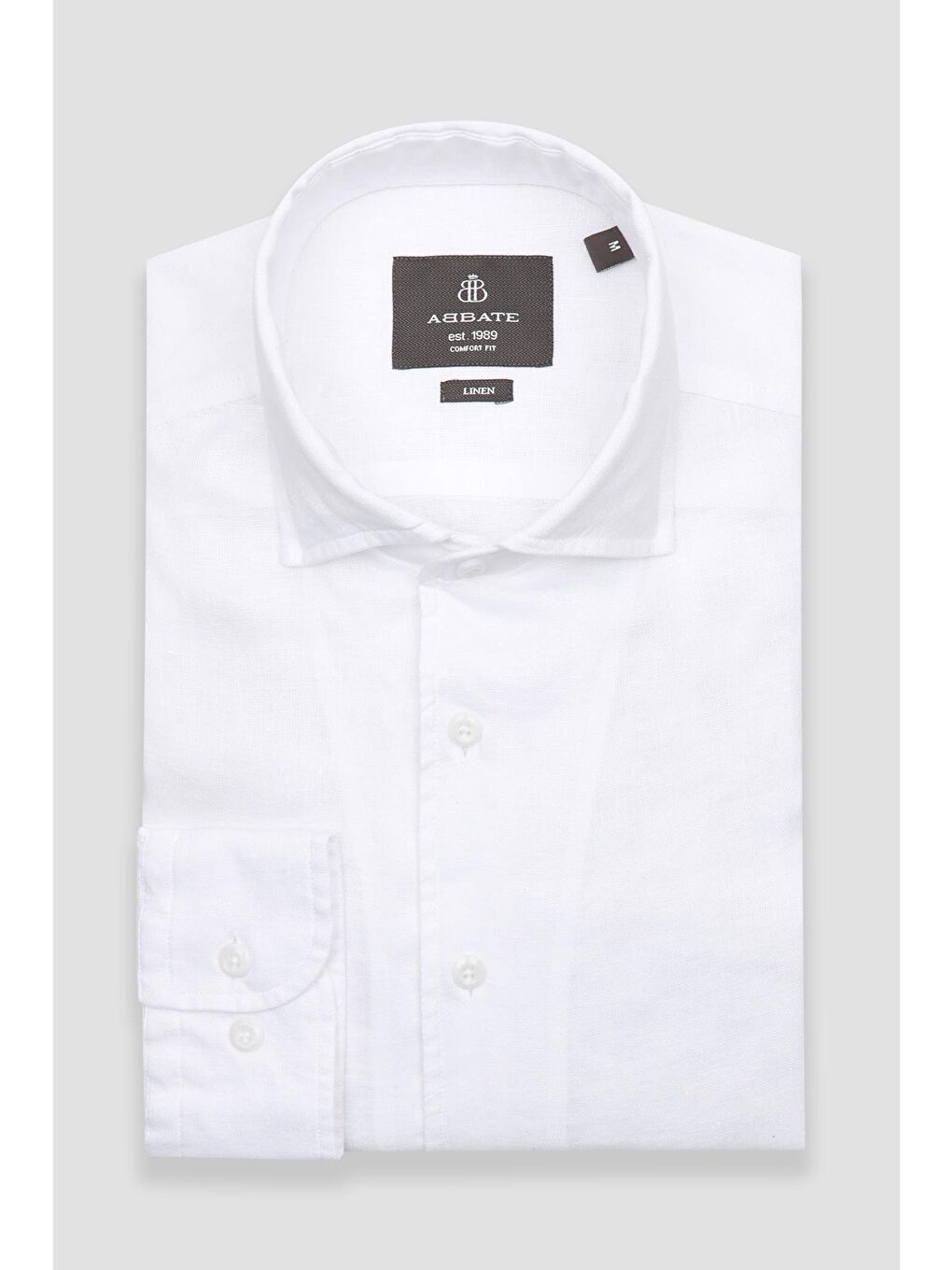 Bella Keten Comfort Fit Beyaz Mostra Yaka Erkek Düz Gömlek-4