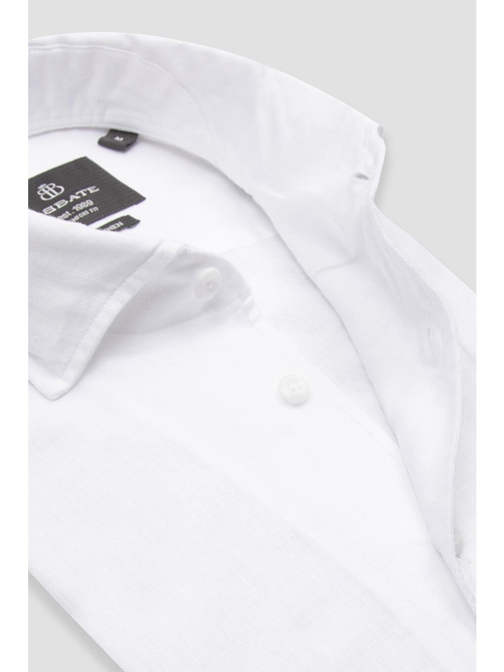 Bella Keten Comfort Fit Beyaz Mostra Yaka Erkek Düz Gömlek-5